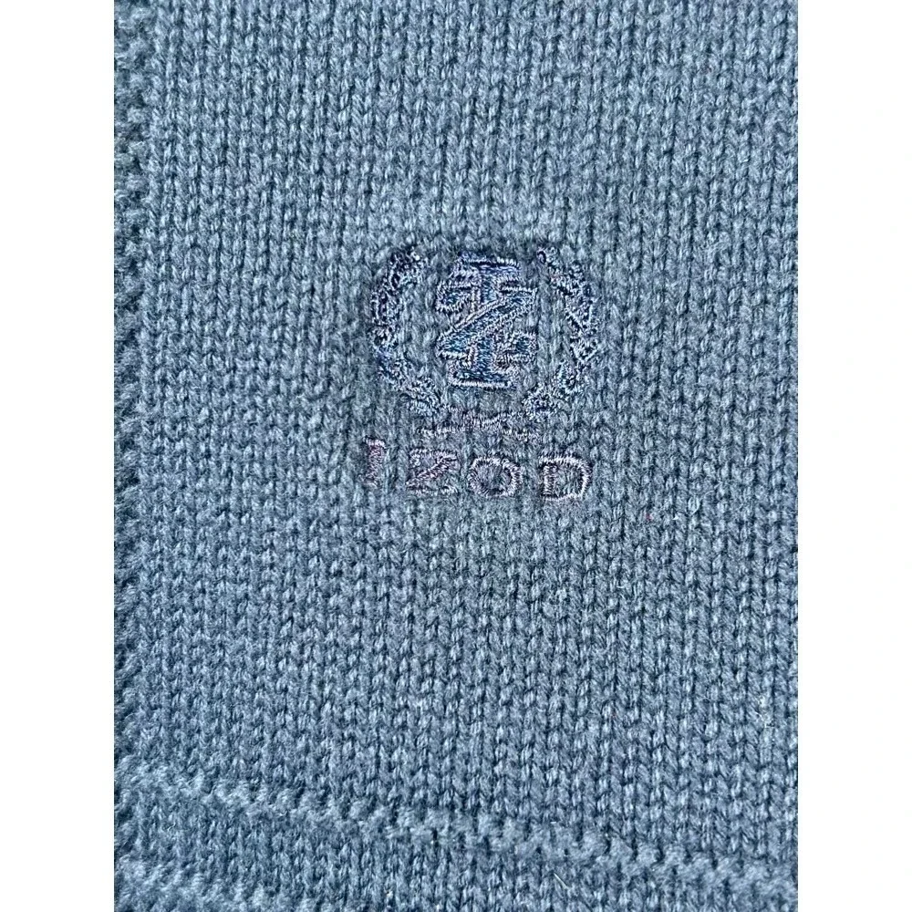 Izod Sweater Mens XXL Blue Textured Grid Cotton Crewneck Dadcore Preppy Golf 90s